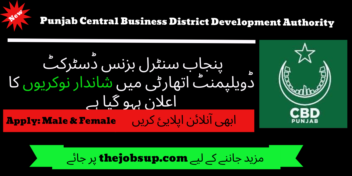 CBD Punjab Jobs Apply Here| PCBDDA Development Authority