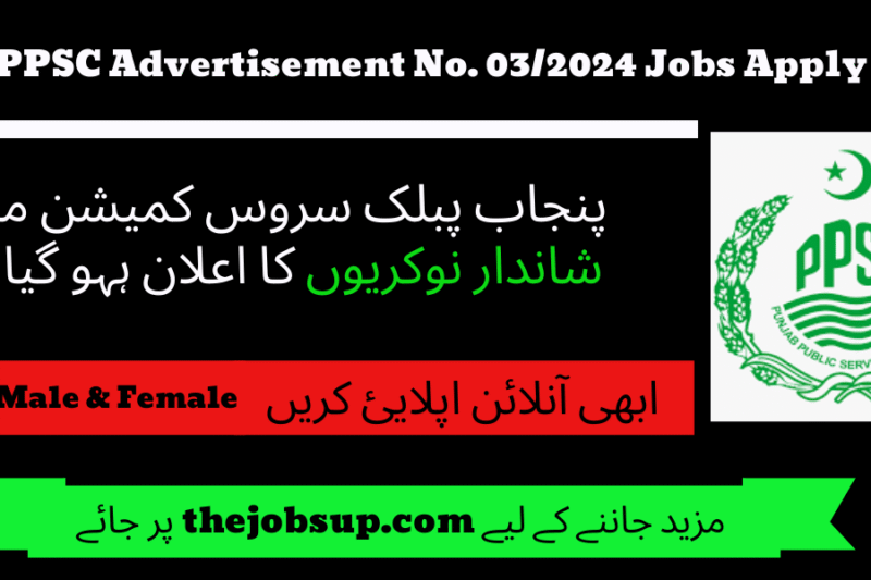 PPSC Advertisement No. 03/2024 Jobs Apply Here 
