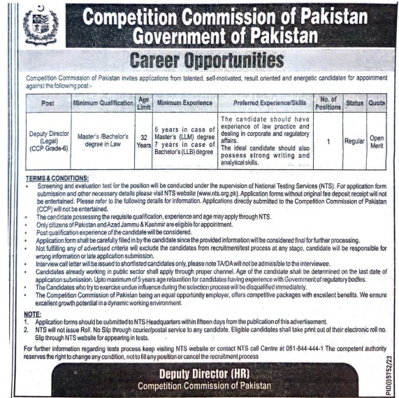 NTS Jobs at CCP apply here