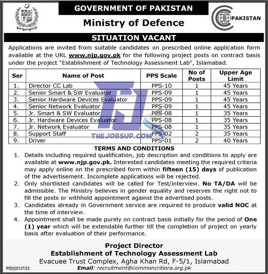 Technology Lab Positions in Islamabad 
