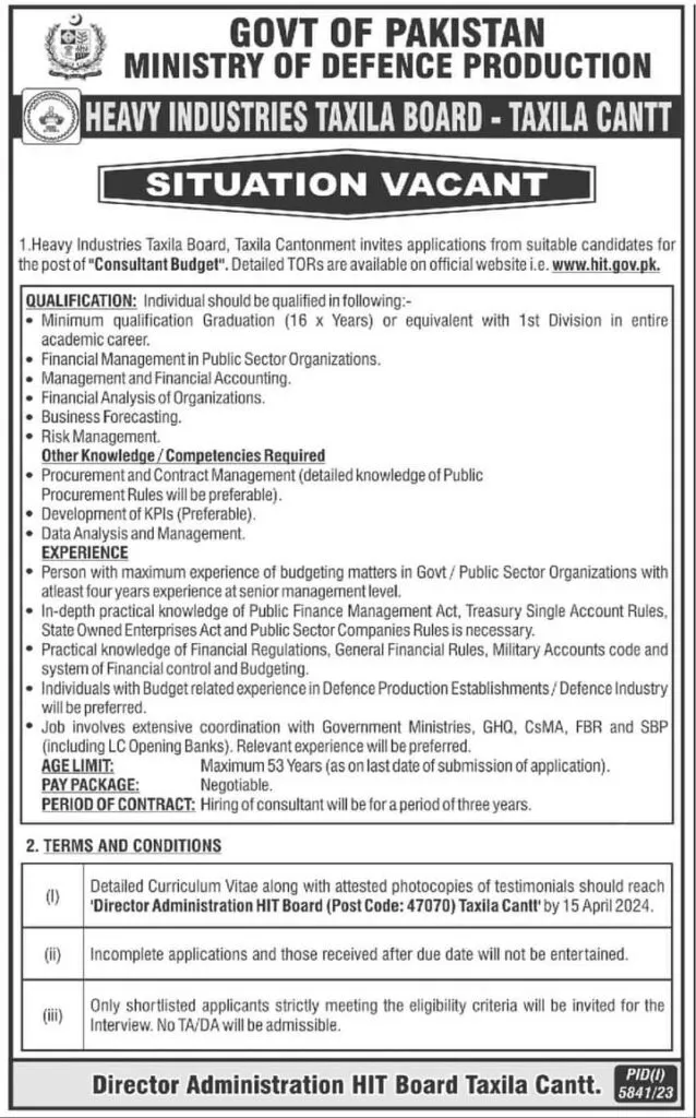 HIT Consultant Budget Job