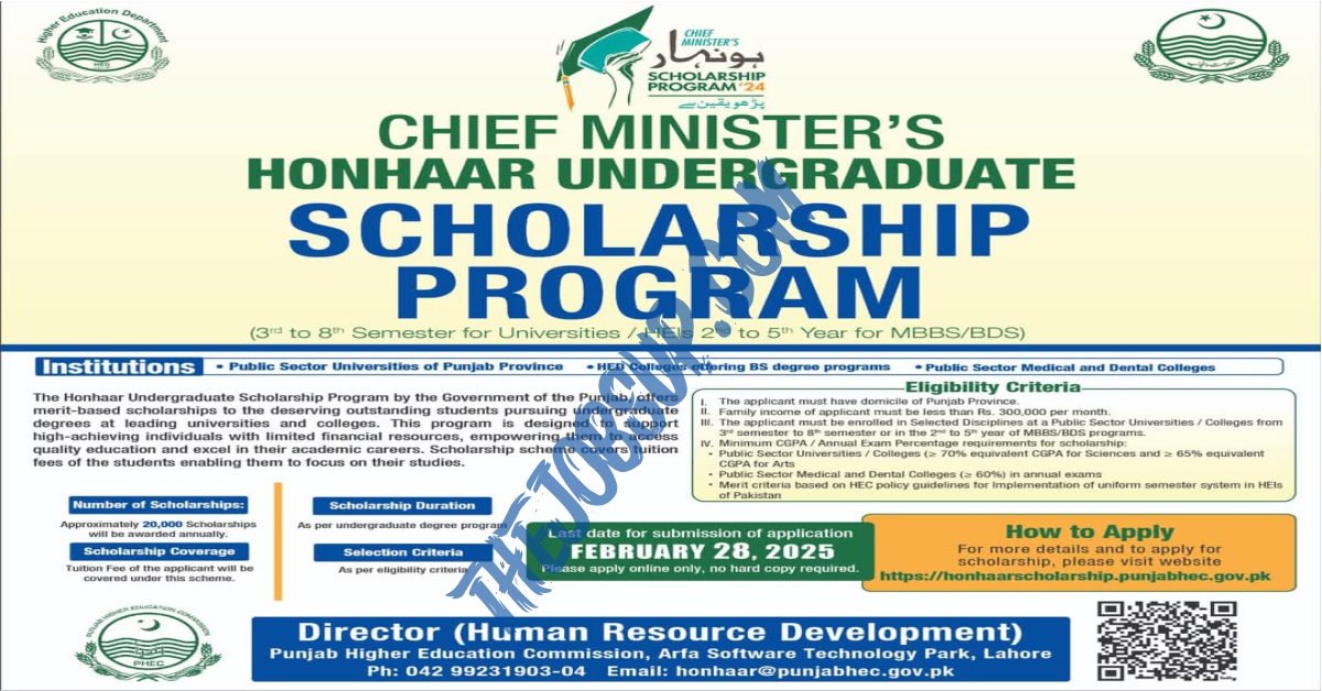 Chief Minister Honhaar Scholarship Program 2025