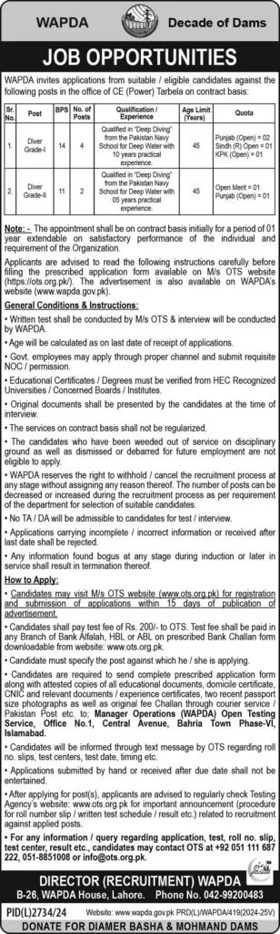 Latest WAPDA Jobs 2025 Water & Power Development Authority