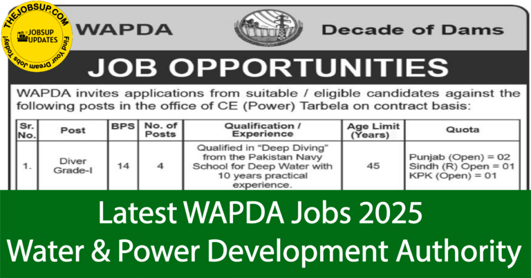 Latest WAPDA Jobs 2025 Water & Power Development Authority