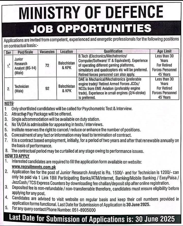 Ministry of Defence Jobs 2025 – Apply for Analyst & Technician jobs