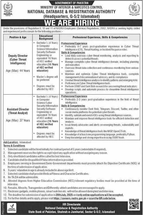 NADRA Jobs 2025 – Apply Now for Deputy & Assistant Director Jobs