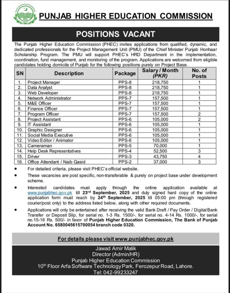 Punjab Higher Education Commission Jobs 2025 – Apply Online