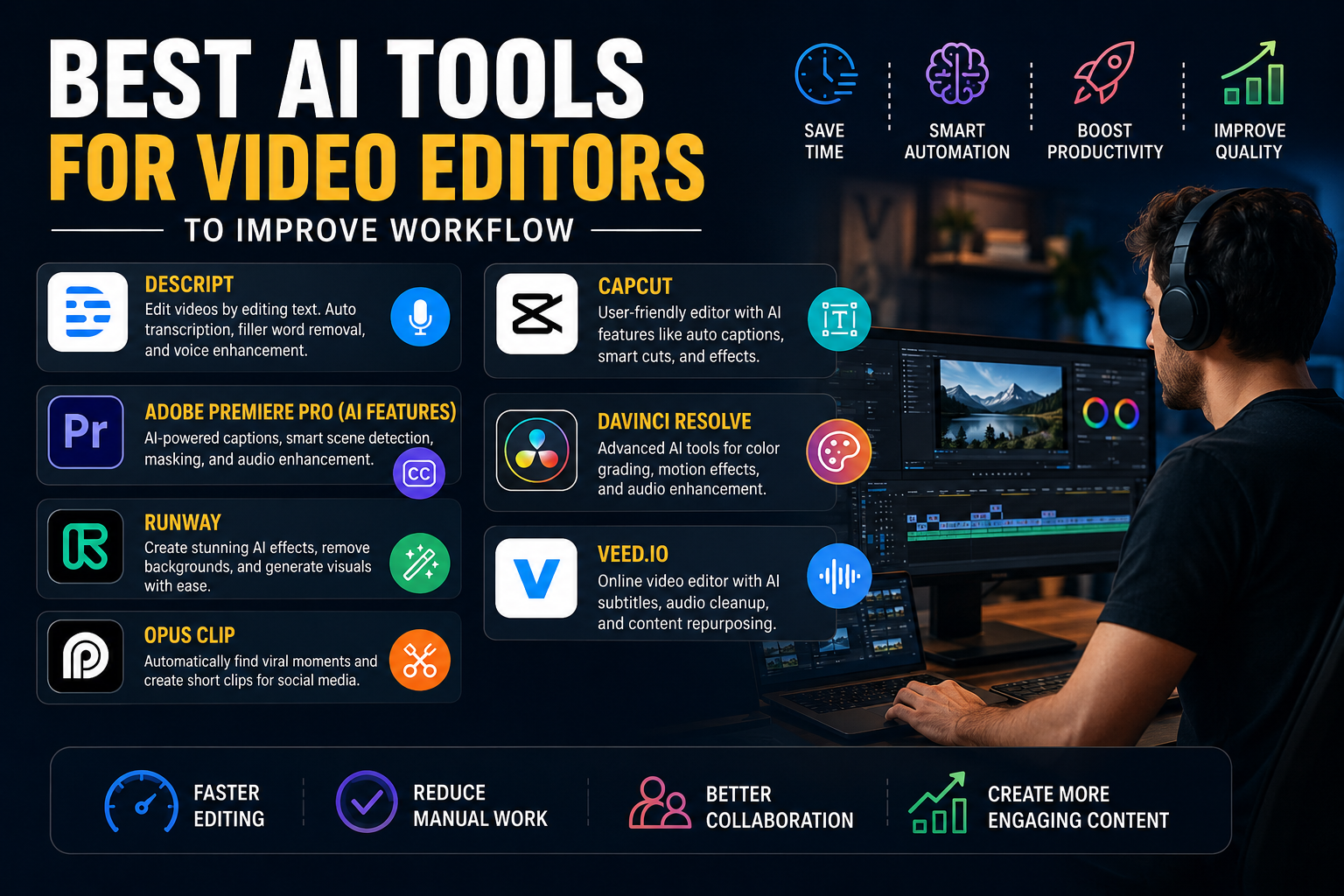 Best AI Tools for Video Editors to Improve Workflow in 2026